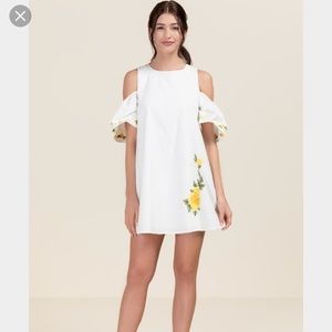 [francesca's] white cold shoulder dress