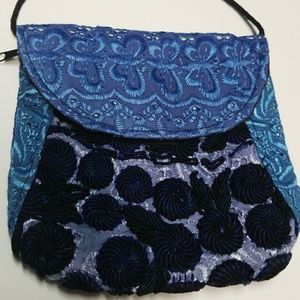Blue Bag Shop Thrift Dinner Date Embroidery New
