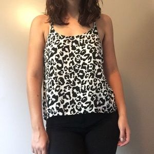 Black & white leopard tank