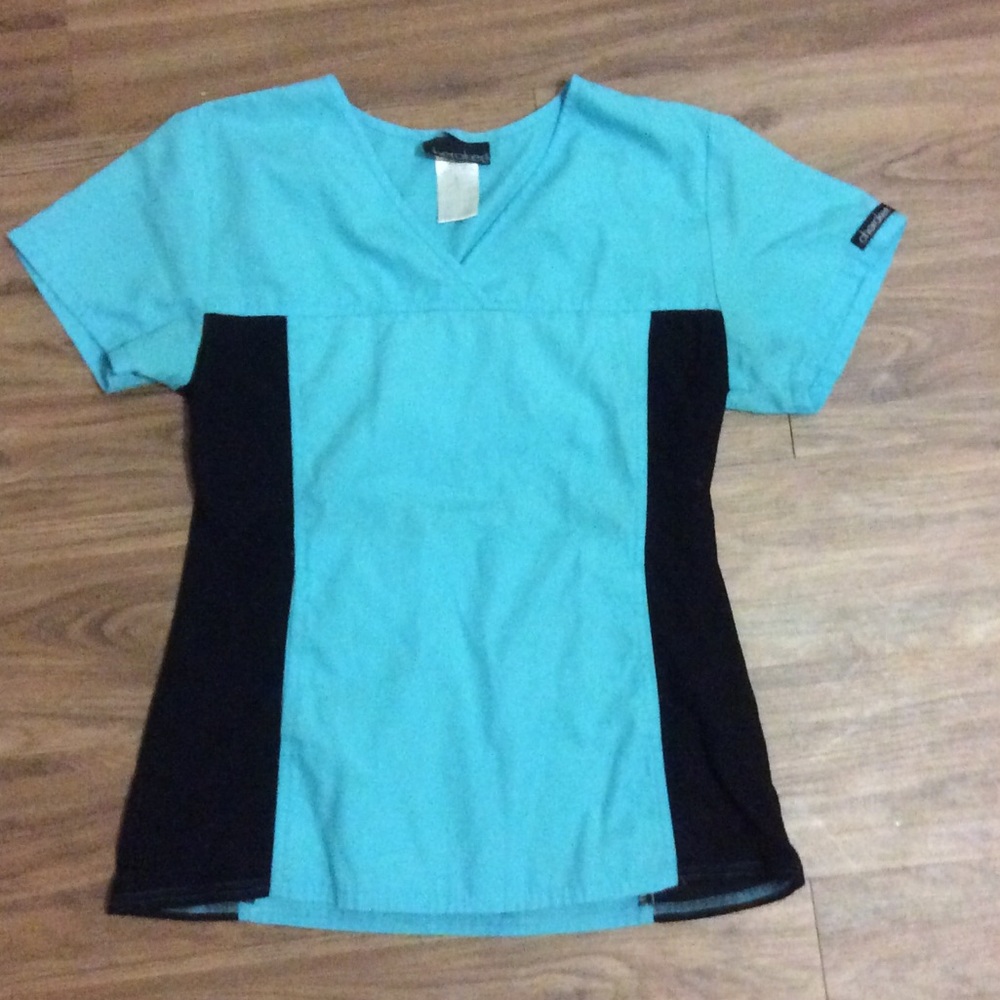 Cherokee turquoise and black scrub top