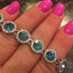 Halo AQUA & CLEAR Swarovski Crystal Bracelet w box