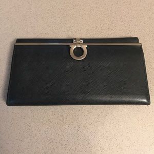 Authentic Salvatore Ferragamo bar saffiano wallet