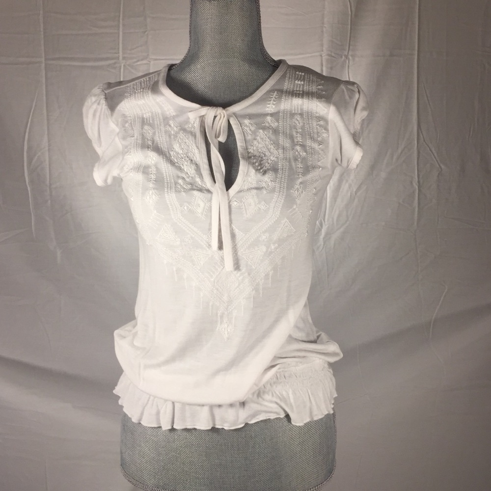 BCBGirls, White, Embroidered Top, SZ XS