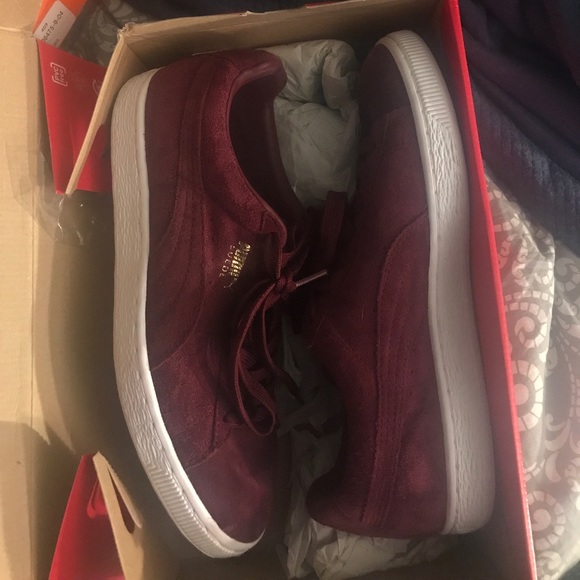 Puma Shoes - Suede Burgundy Pumas NEW IN BOX