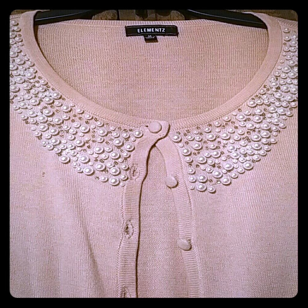 Light Pink Pearl Detail Cardigan