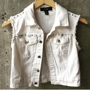 Cropped White Denim Vest