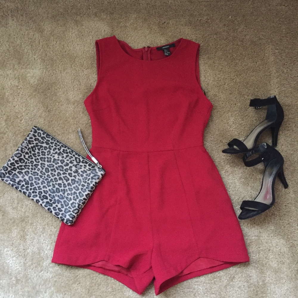 Stylish red romper! NWOT!