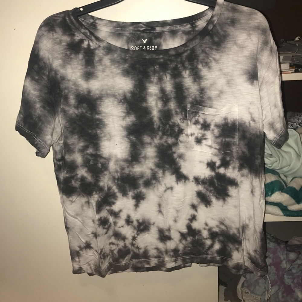 Soft and Sexy Black and Gray Tie Dyed Top