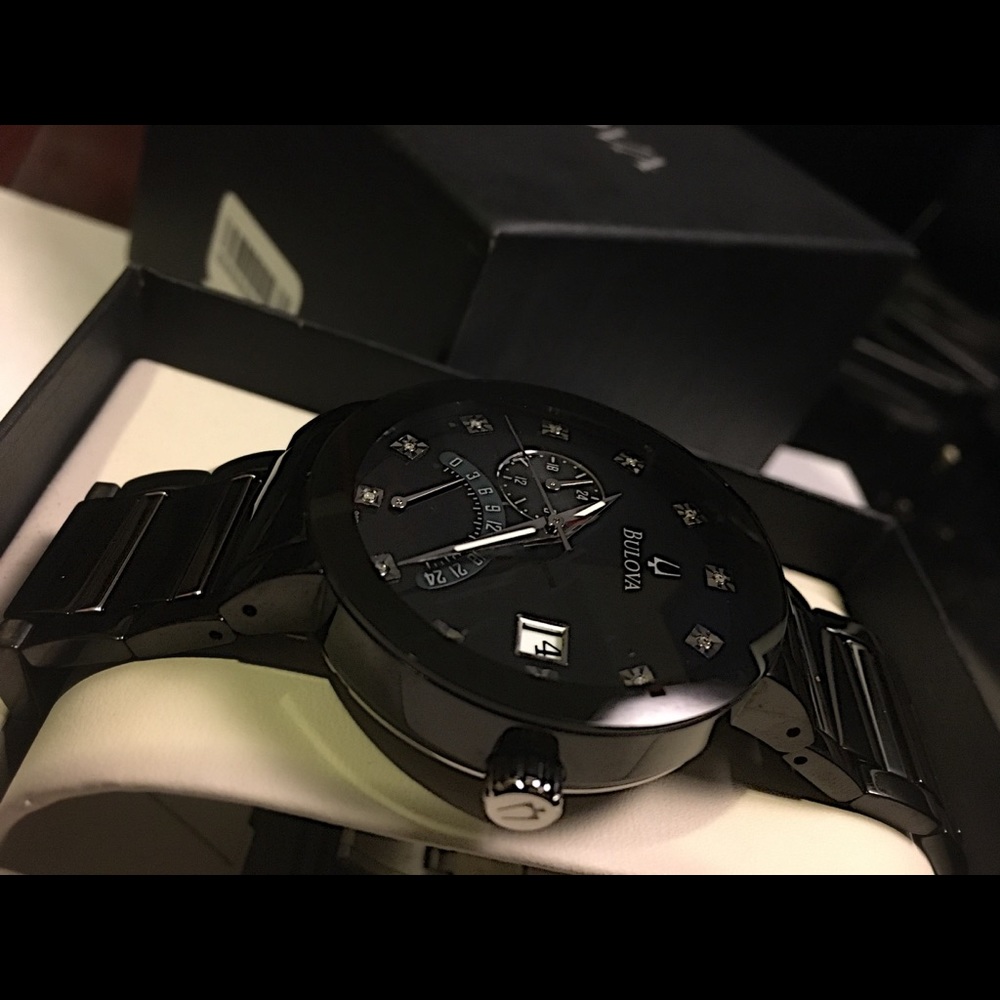 Bulova Men's Diamond Accented Black Dial Watch - Picture 4 of 5