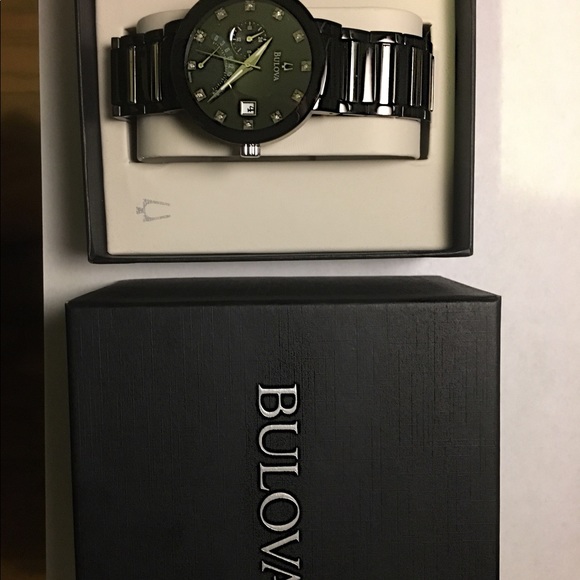 Bulova Men's Diamond Accented Black Dial Watch - Picture 2 of 5