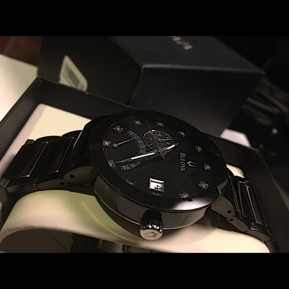 Bulova Men's Diamond Accented Black Dial Watch - Picture 4 of 5