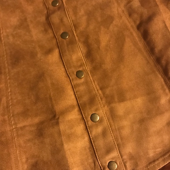 Suede Button Down Skirt - Picture 3 of 6