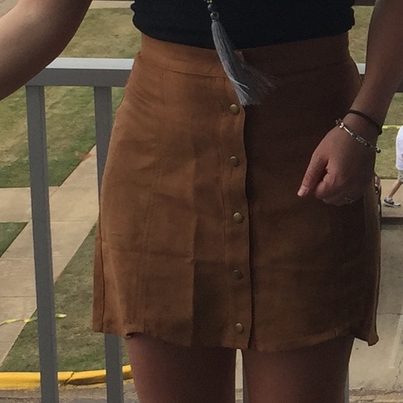 Suede Button Down Skirt - Picture 6 of 6