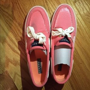 Coral sequin Sperry's