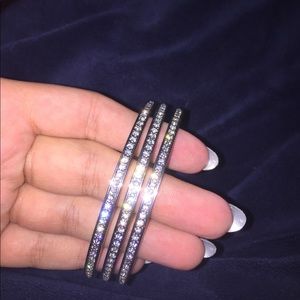 Bundle of 3 silver shiny Bangle bracelets