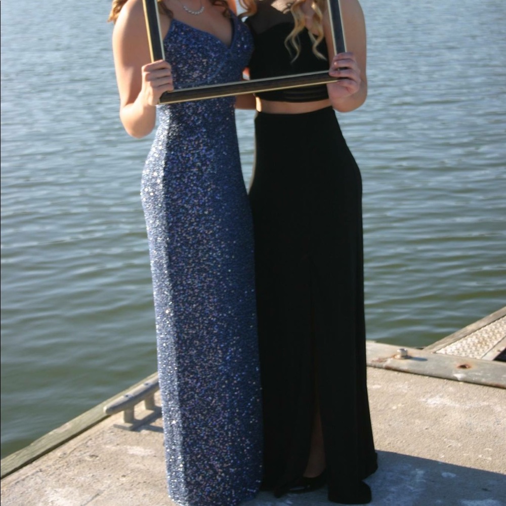 Navy blue sequenced Prom Dress