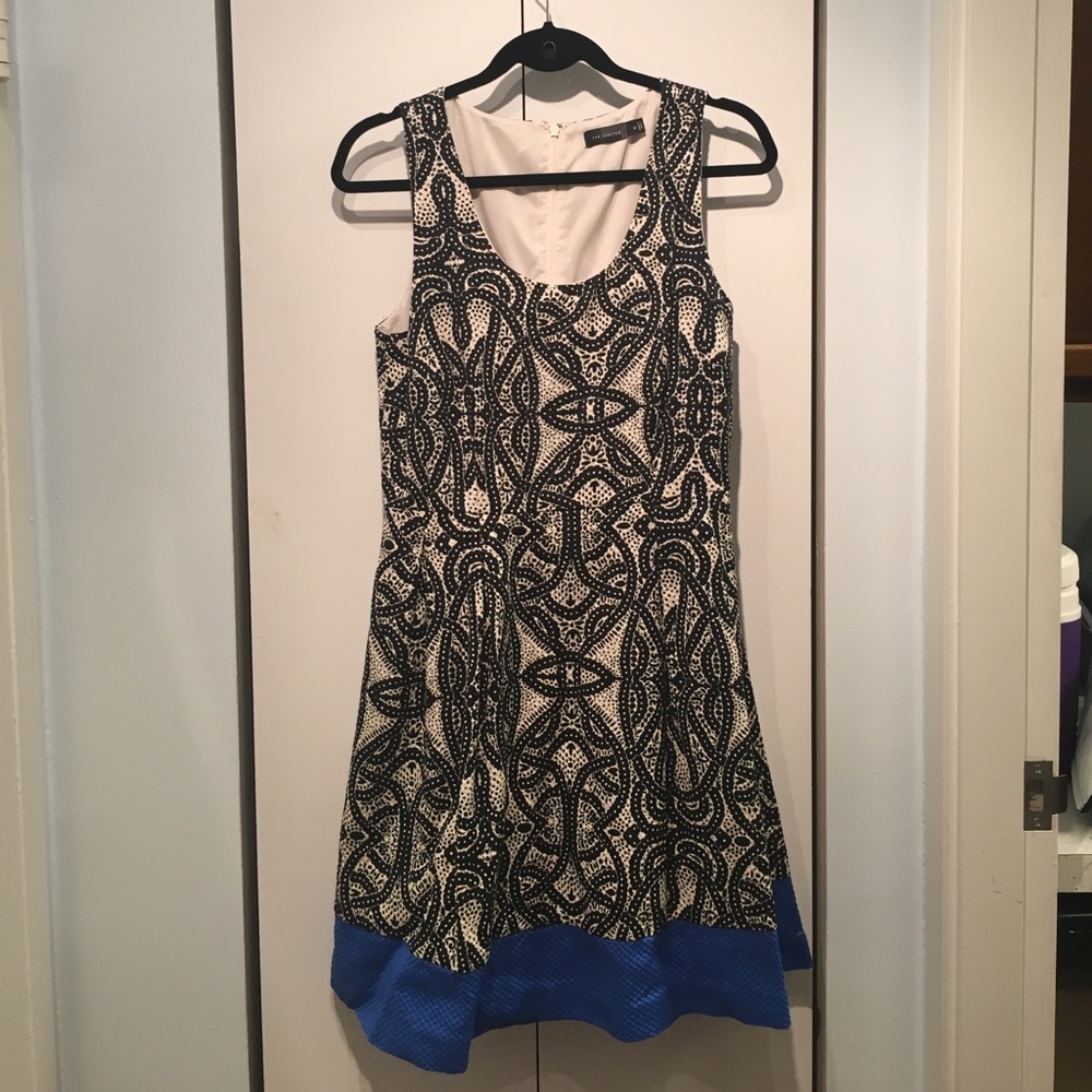 The Limited Black/White Cotton Dress w/blue trim