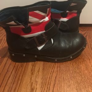 Black Union Jack ankle boots