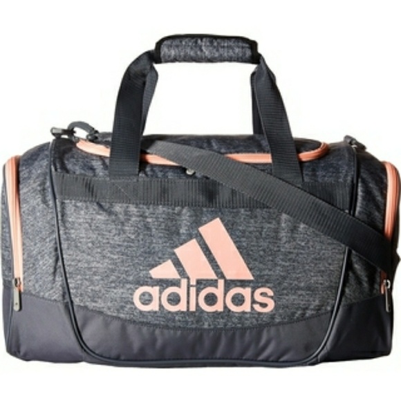 adidas grey and pink duffle bag