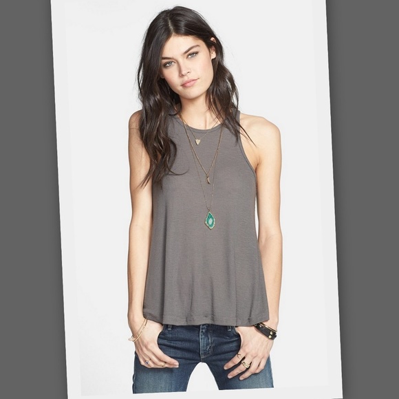 Free People Tops - Free People Long Beach Tank in Grey