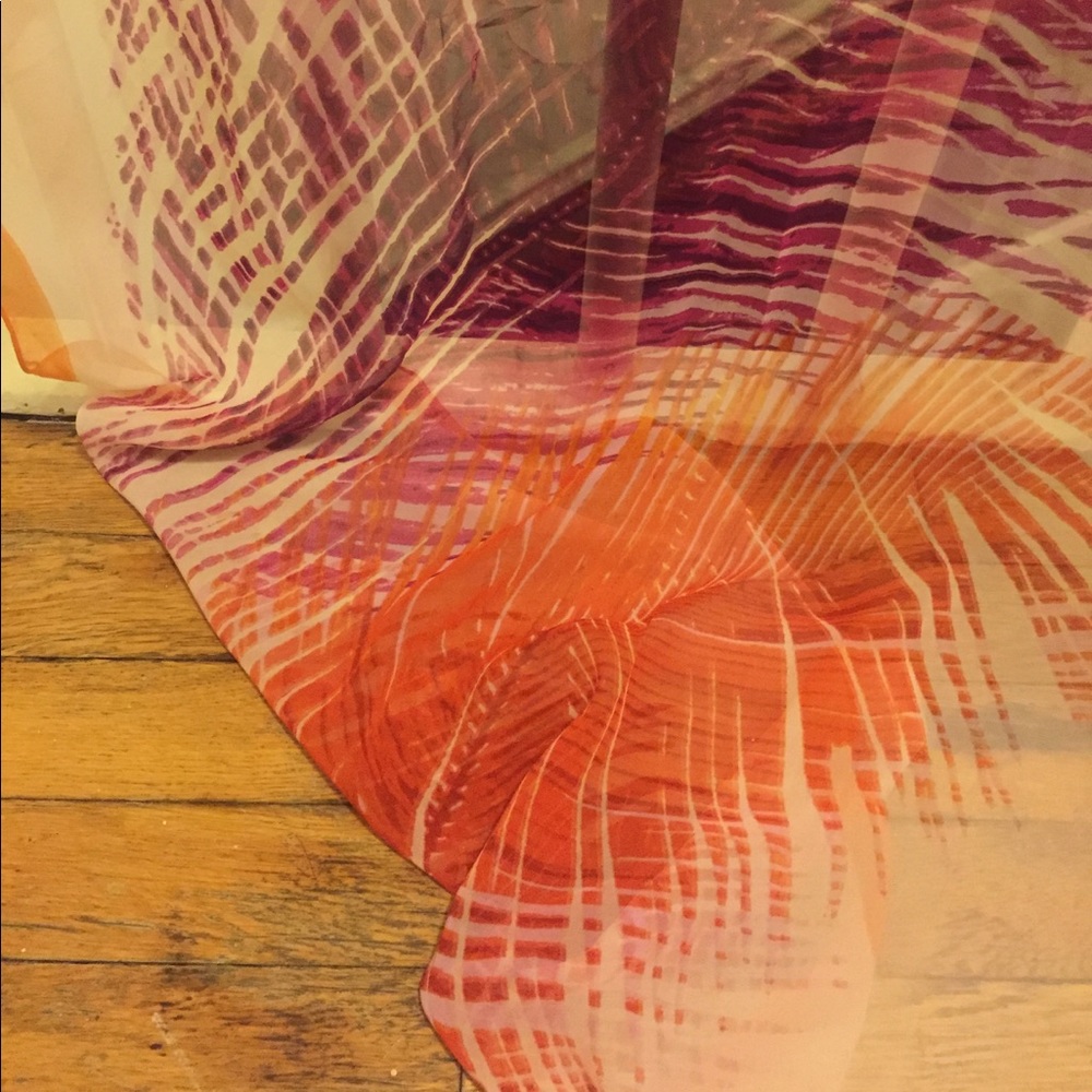 Palm leaves orange and purple fashion scarf