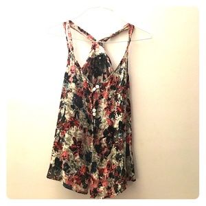 Urban Outfitters Floral Button Down Razor Back Top