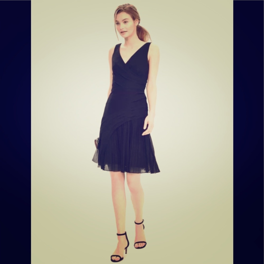 Banana Republic Pleated Vee Cocktail Dress LBD 4