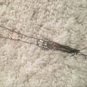 Bronze and coral statement necklace