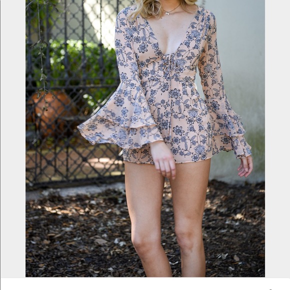 For Love And Lemons Other - For love and lemons peach pia lace up romper