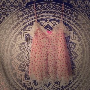 Floral open back babydoll Lingerie with lace trim