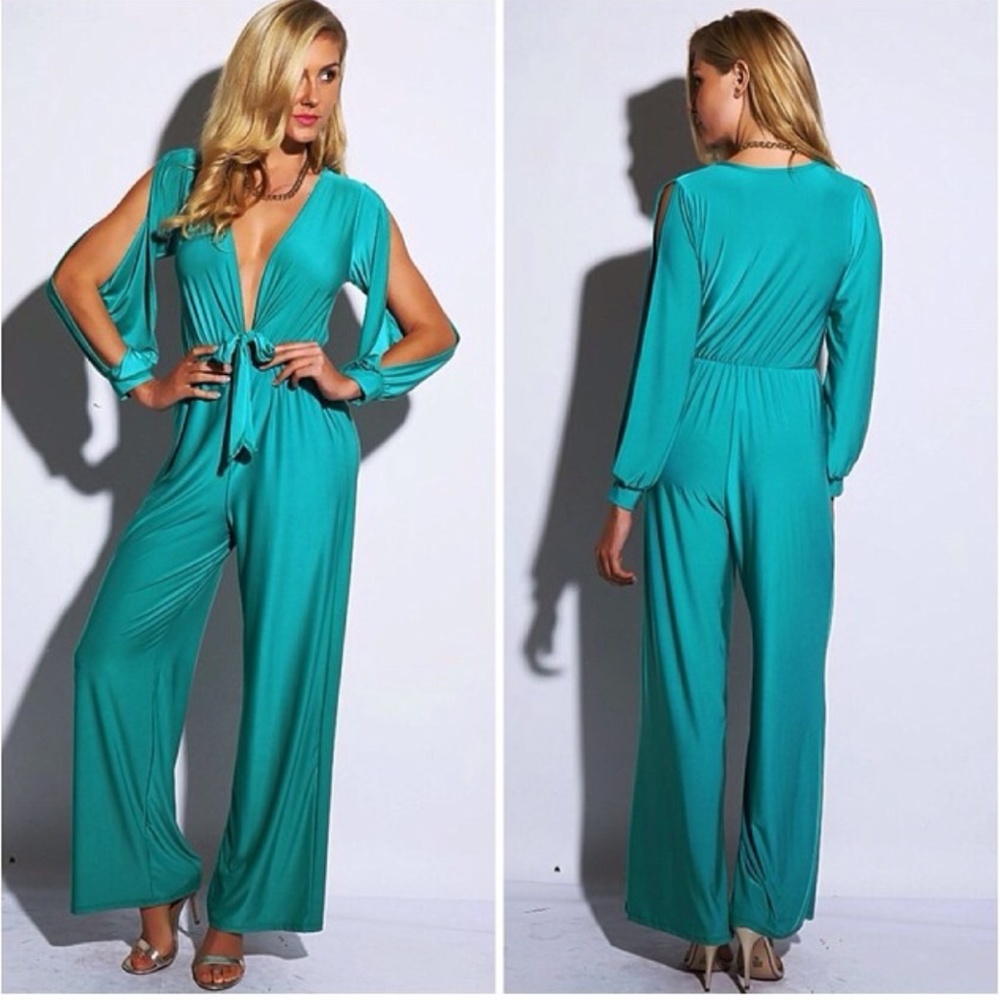 TEAL GREEN KNOTTED JUMPSUIT