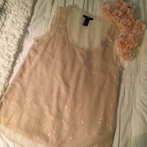 H&M Sheer Layered Top with Gold Mini-Sequins (E-5)