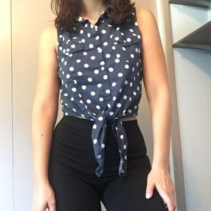 Polka dot button-up tank