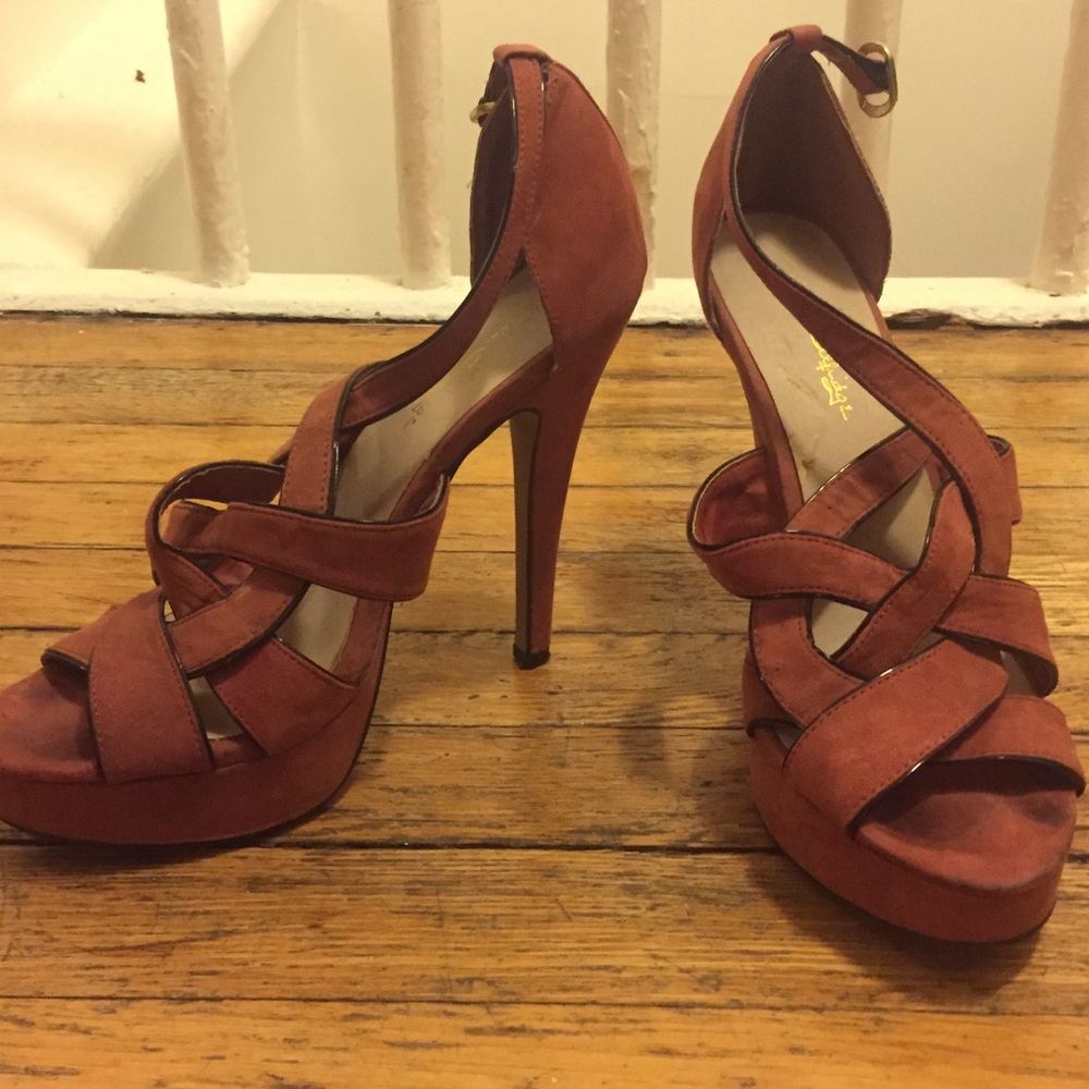 Uk, Miss Selfridge platform strapped high heels.