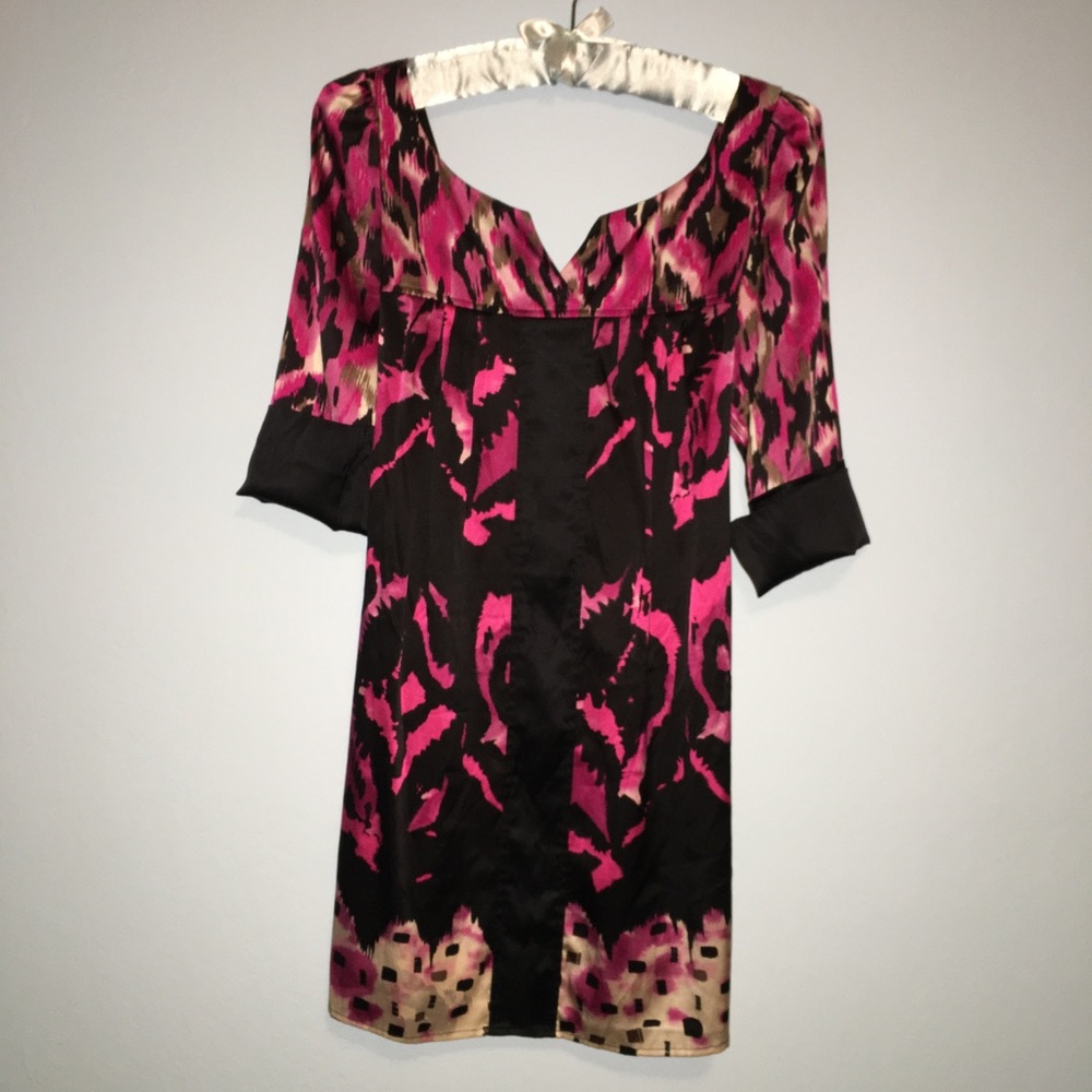 Bebe dress,bright colors w black. 96% silk