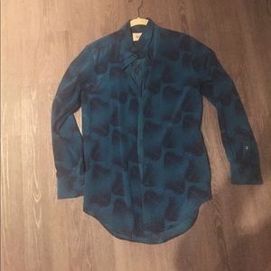 Palm print silk button down shirt