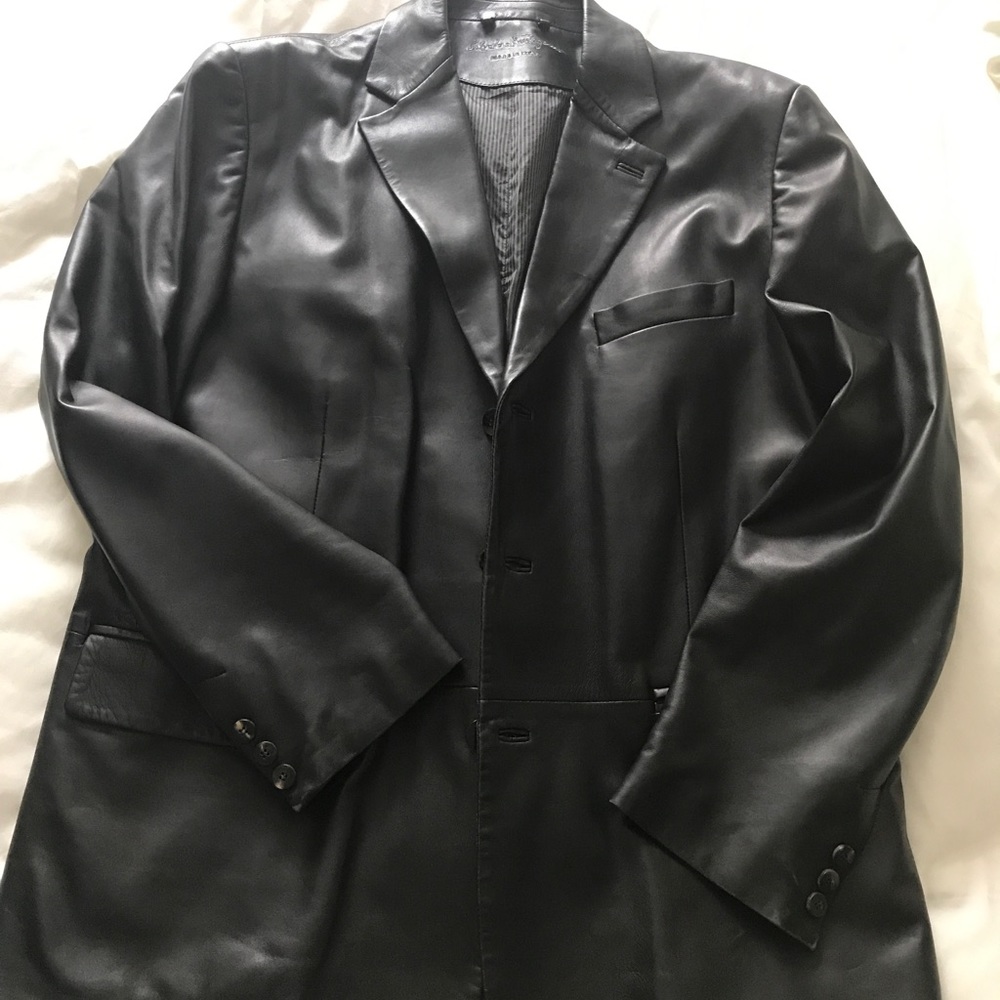 Salvatore Ferragamo men's black leather jacket