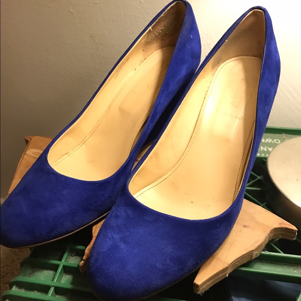 J Crew Blue Suede Wedges