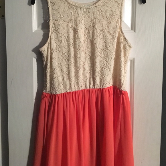 Maurices Dresses & Skirts - Coral and white lace dress