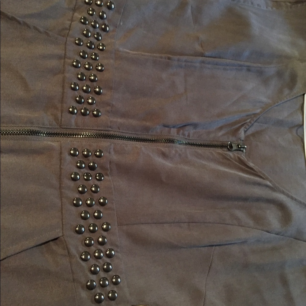 Gray stud zipper dress