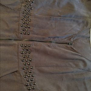 Gray stud zipper dress