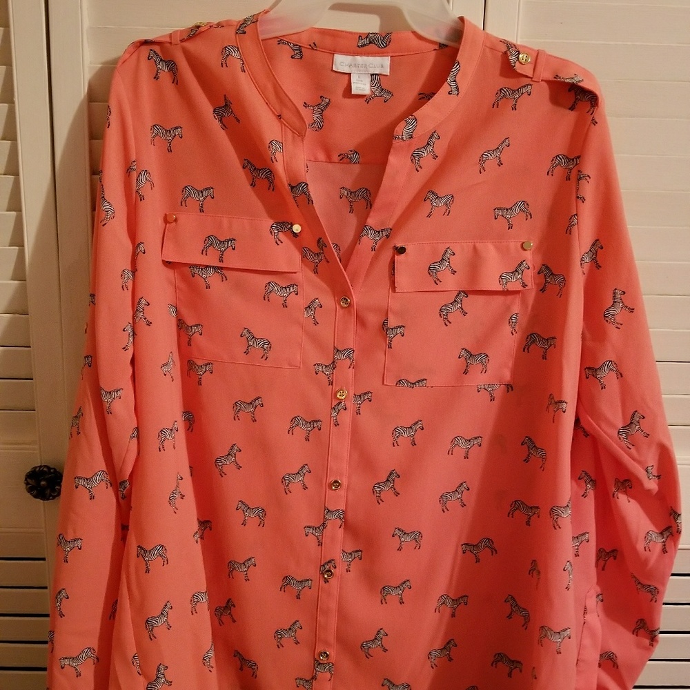 Coral zebra print blouse