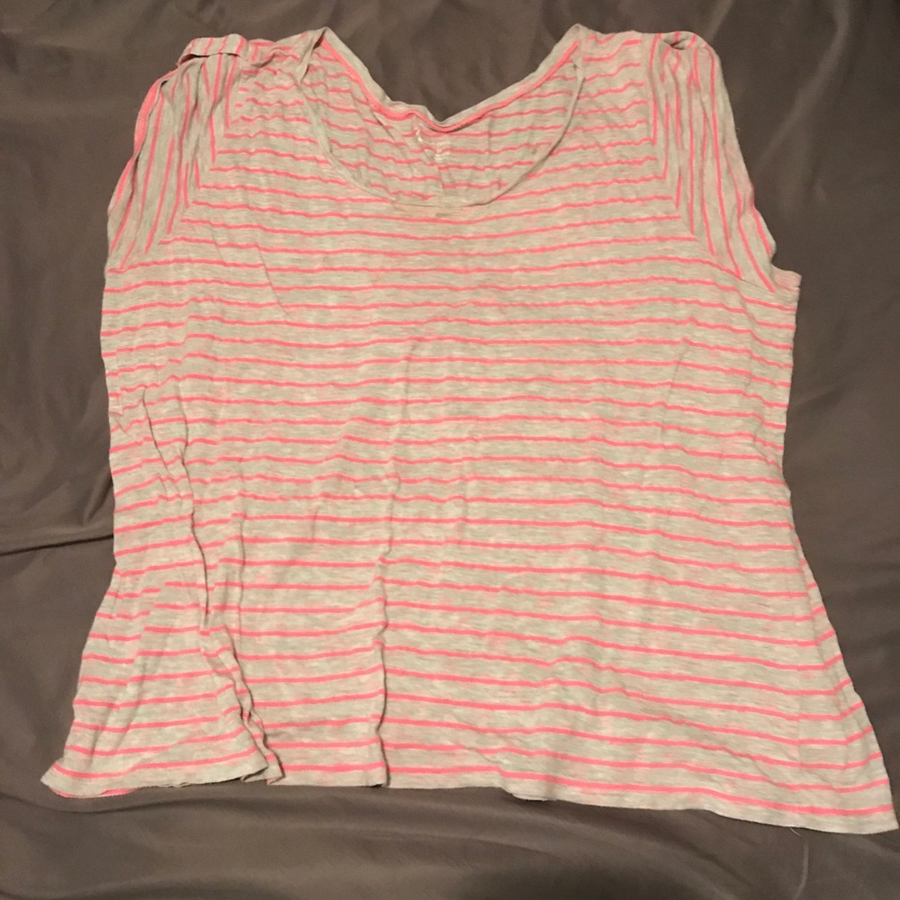 Gray and hot pink striped shirt