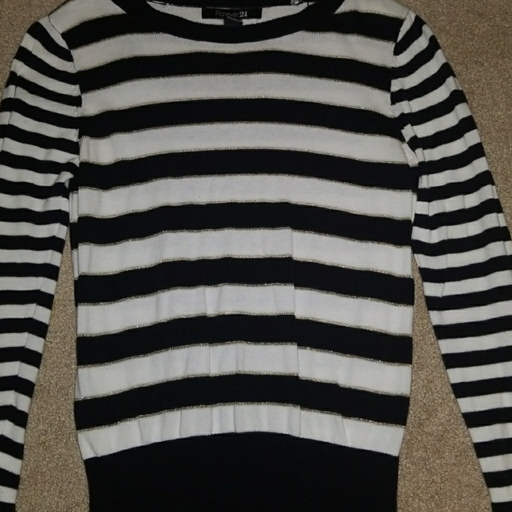 Striped sweater with subtle glitter