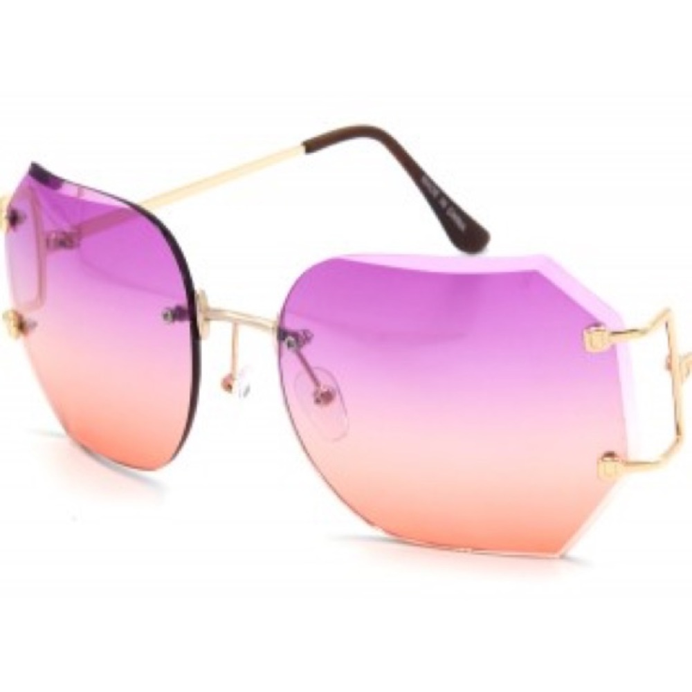 OVERSIZE RIMLESS SQUARE SLIM METAL GRADIENT LENS