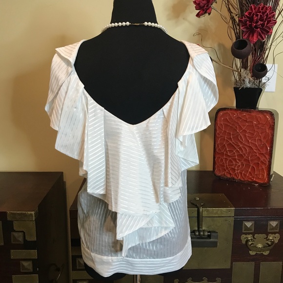 🎊HP🎊NWT Silk Low Cut Back Blouse - Picture 3 of 4