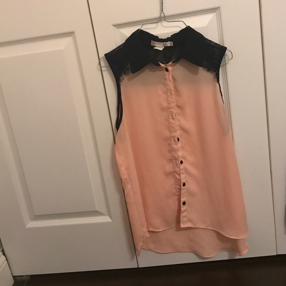 Pink and black button down