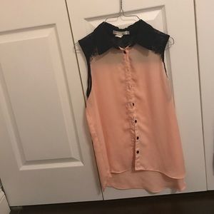 Pink and black button down