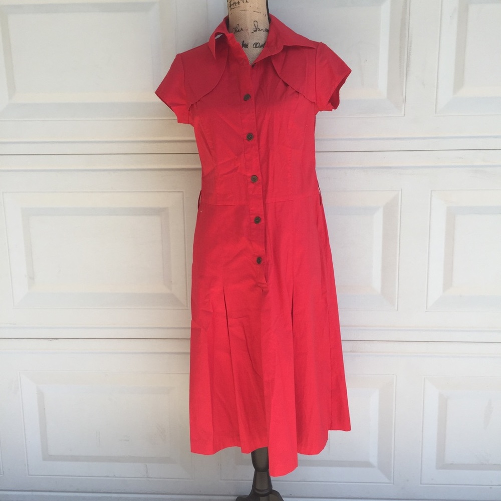 Red buttoned up Dress
