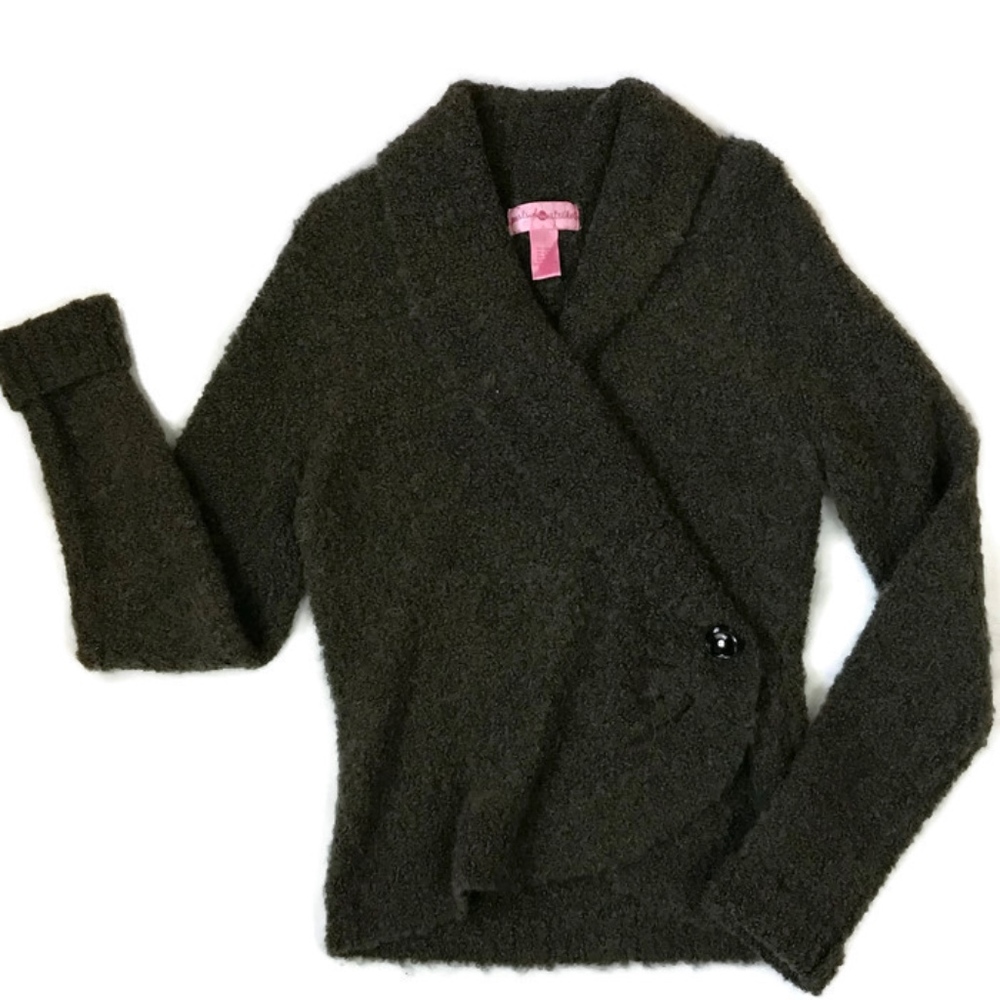 Al Paca Blend Wrap Taupe Sweater Shawl Collar